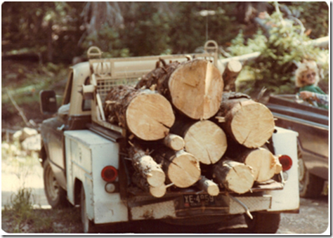 pickup with wood