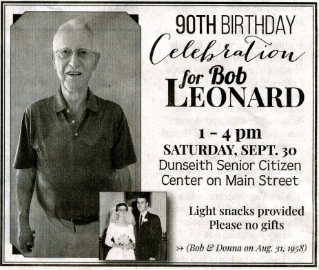 Leonard, Bob 90th birthday.